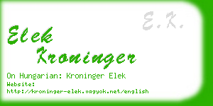 elek kroninger business card